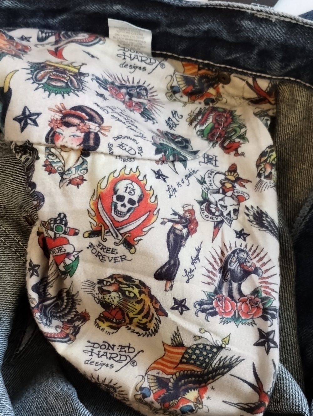 Ed Hardy Embroidered Skull Eagle & Snake New York City Jeans Size 42 NWT - Picture 15 of 15